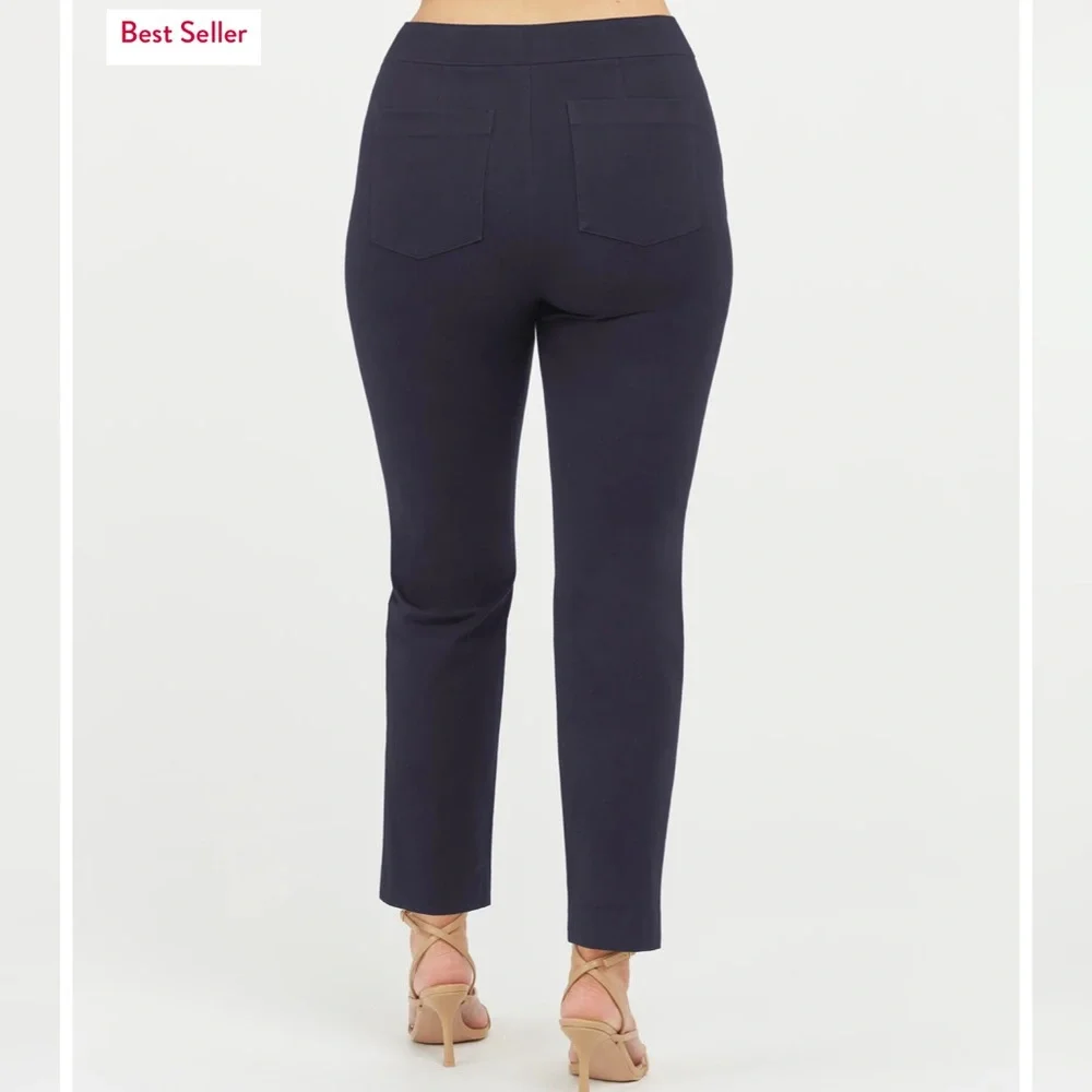 Spanx On-the-Go Ankle Slim Straight Pant in classic navy - Picture 3 of 4